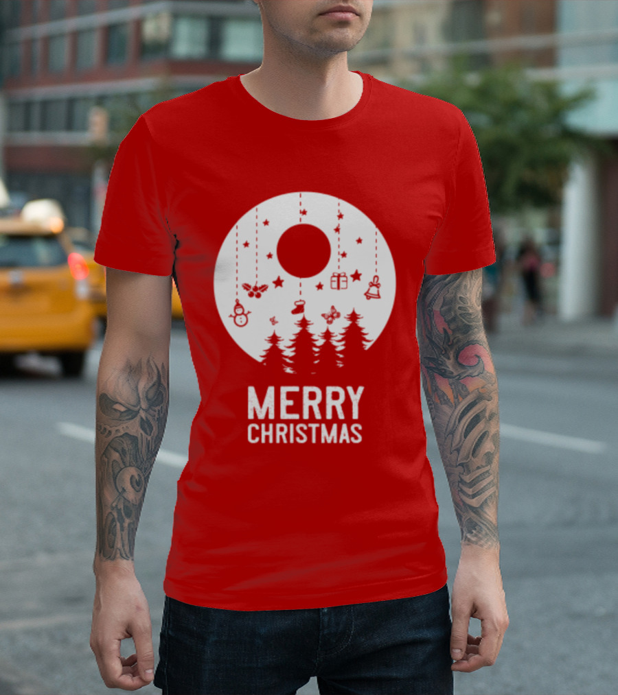 Merry Christmas Snowman Trees Stars and Presents T-Shirt
