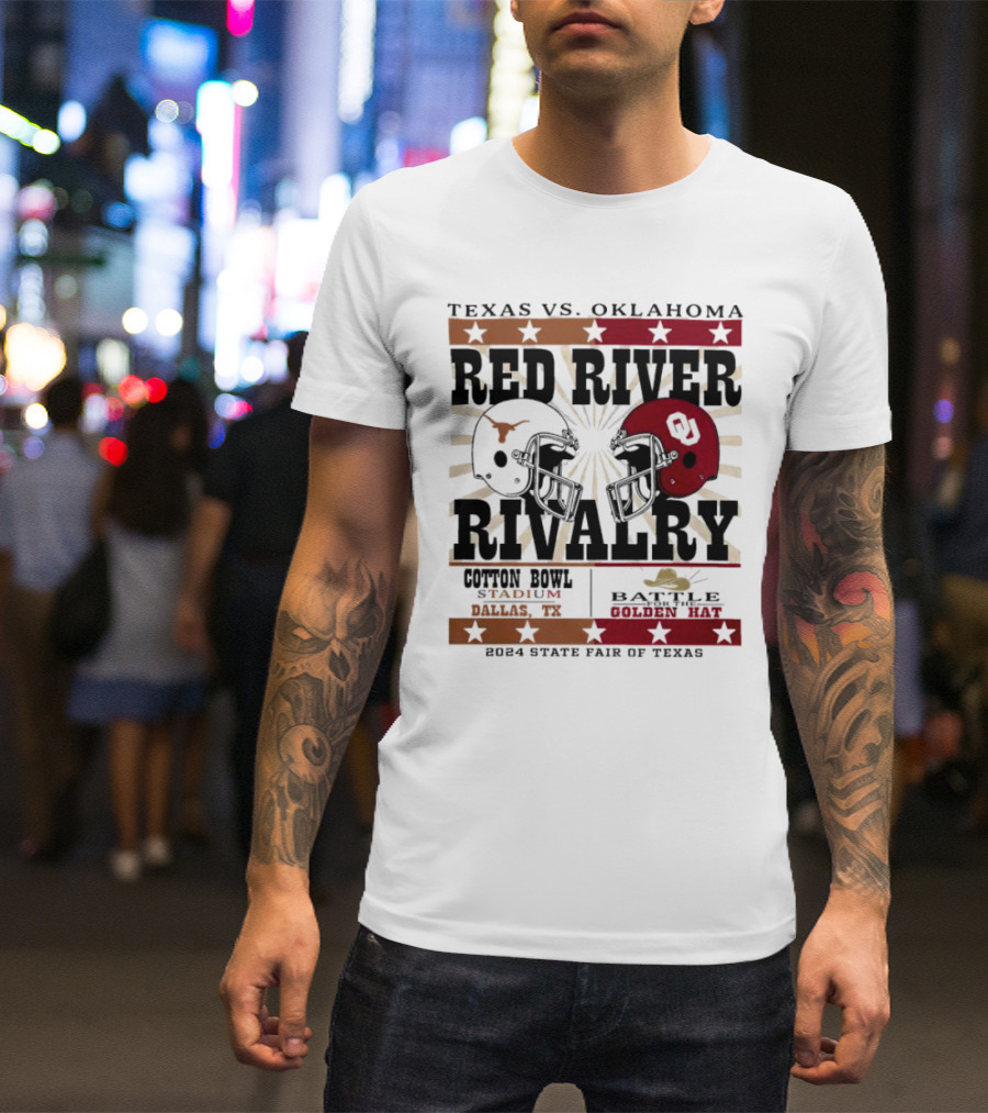 Texas Vs. Oklahoma Red River Rivalry Cotton Bowl Battle For The Golden Hat 2024 State Fair Of Texas T-Shirt