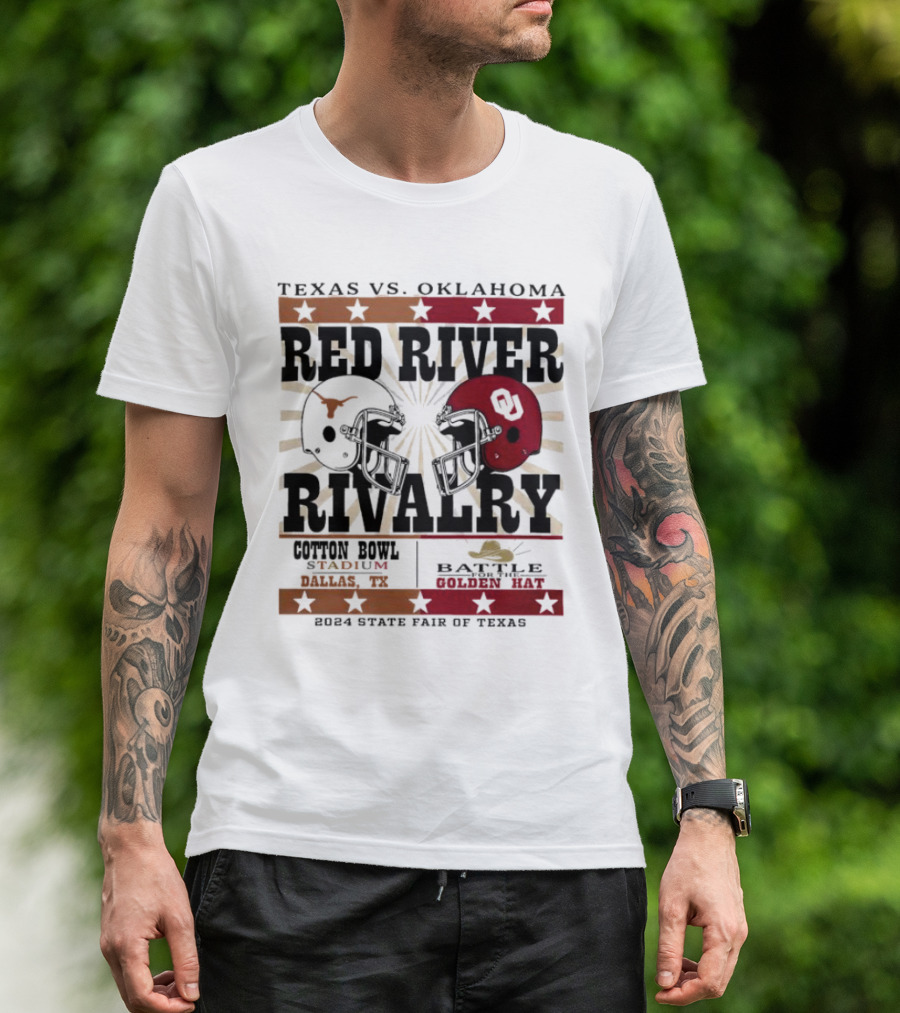 Texas Vs. Oklahoma Red River Rivalry Cotton Bowl Battle For The Golden Hat 2024 State Fair Of Texas T-Shirt