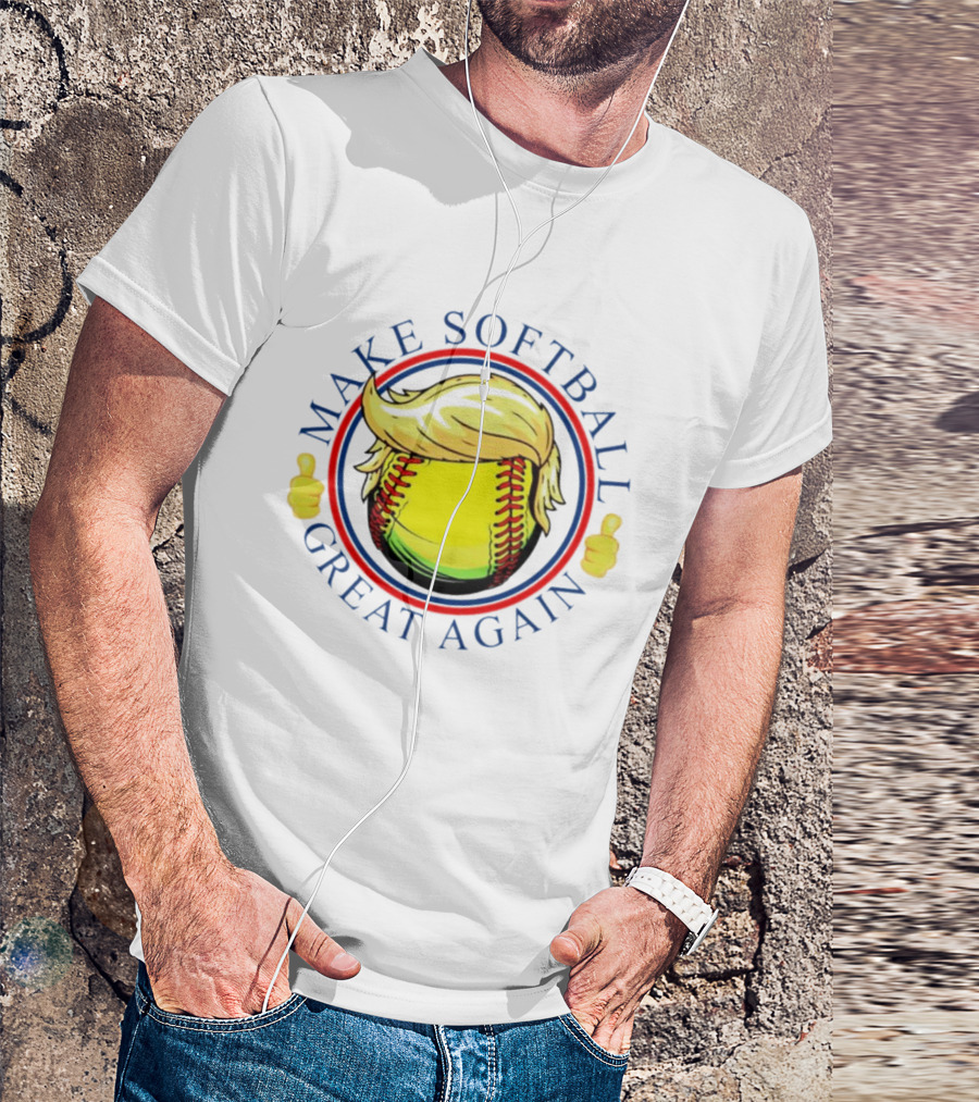 Make Softball Great Again Trump Hair Thumbs Up T-Shirt