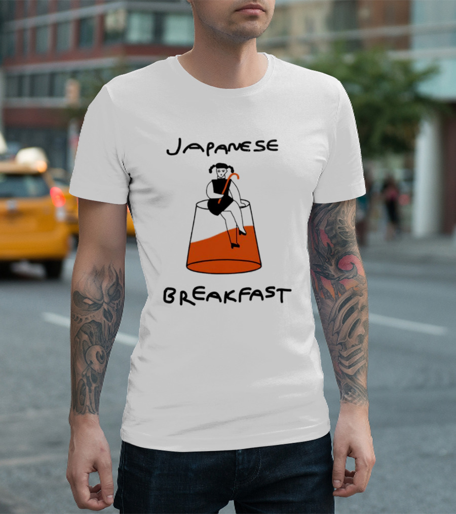 Japanese Breakfast Juice Girl Sitting On Orange Drink T-Shirt