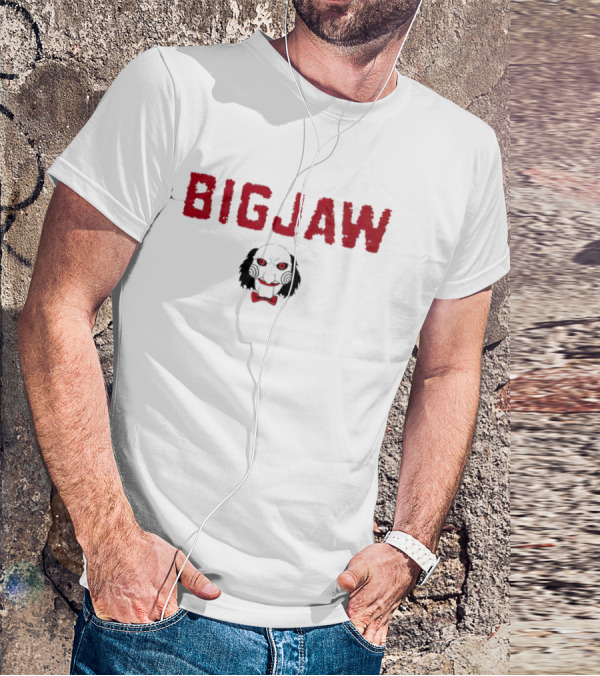 Jigsaw Big Jaw Red Text With Puppet T-Shirt