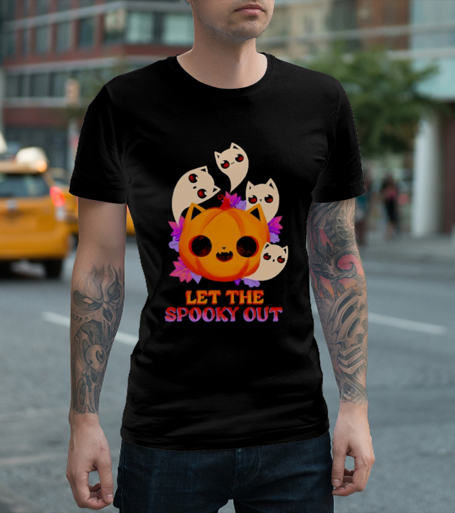 Let the Spooky Out Cute Pumpkin Halloween Ghosts T-Shirt