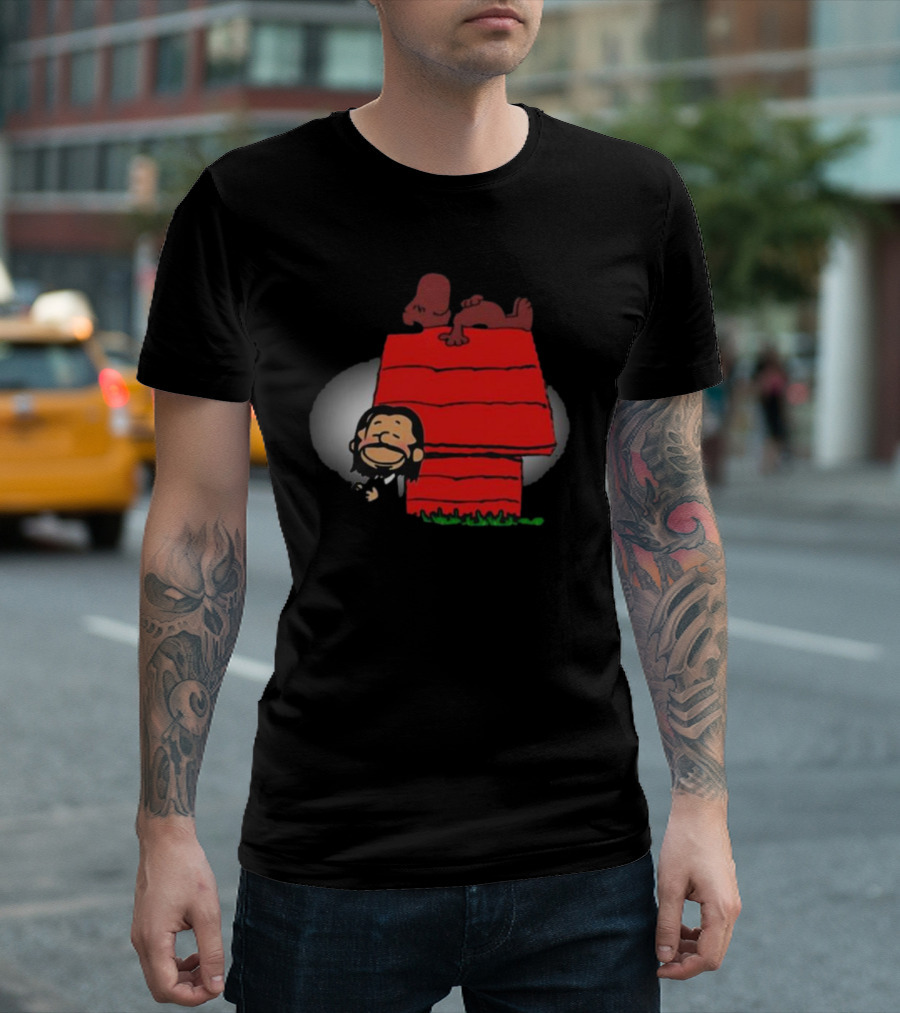John Wick And Snoopy On Red Doghouse Crossover T-Shirt