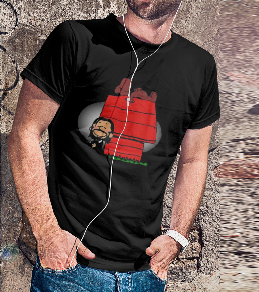 John Wick And Snoopy On Red Doghouse Crossover T-Shirt