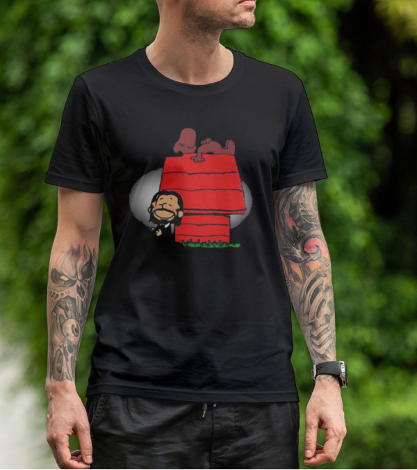 John Wick And Snoopy On Red Doghouse Crossover T-Shirt