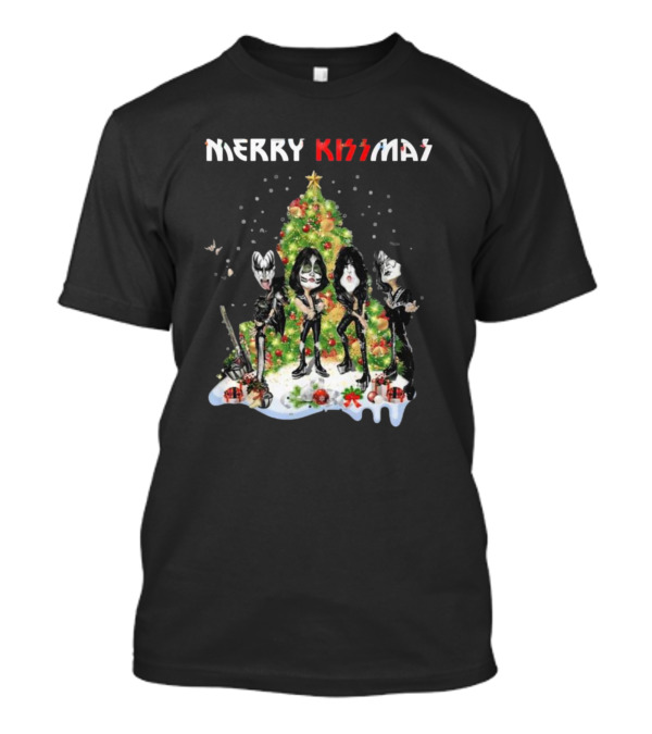Merry Kissmas Kiss Rock Band Christmas Tree Holiday T-Shirt