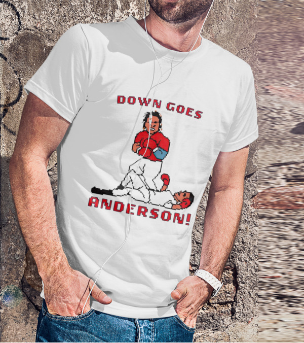 Down Goes Anderson Punch-Out Cleveland Baseball Retro Pixel T-Shirt