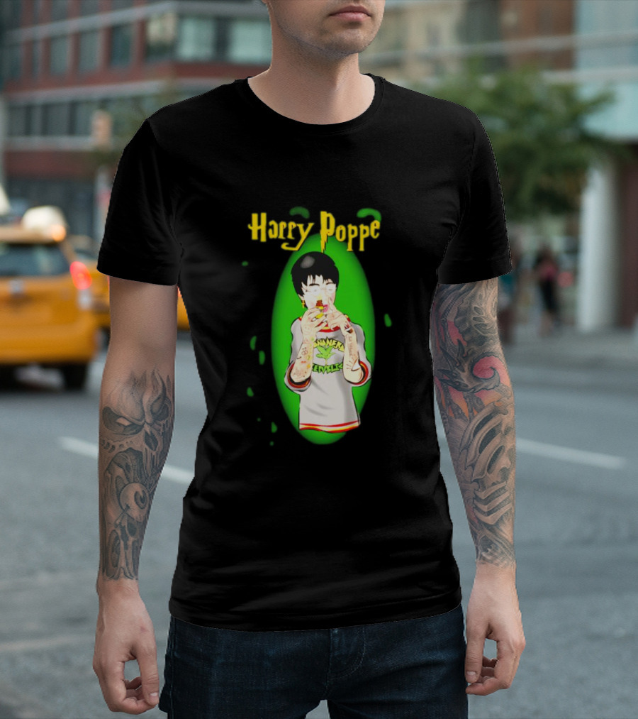Harry Poppe Marijuana Dude With Tattoo Sleeves Smoking Weed T-Shirt
