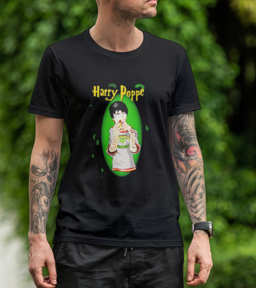 Harry Poppe Marijuana Dude With Tattoo Sleeves Smoking Weed T-Shirt