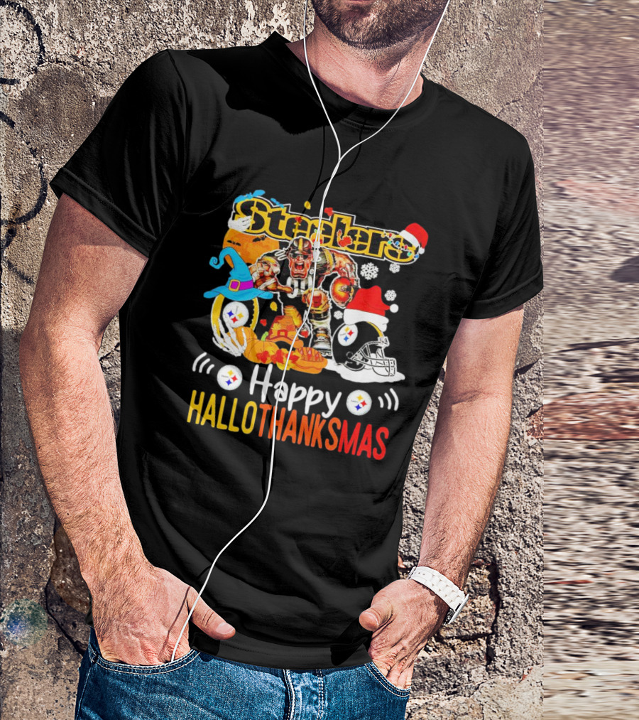 Steelers Happy Hallothanksmas Football Mascot Festive T-Shirt