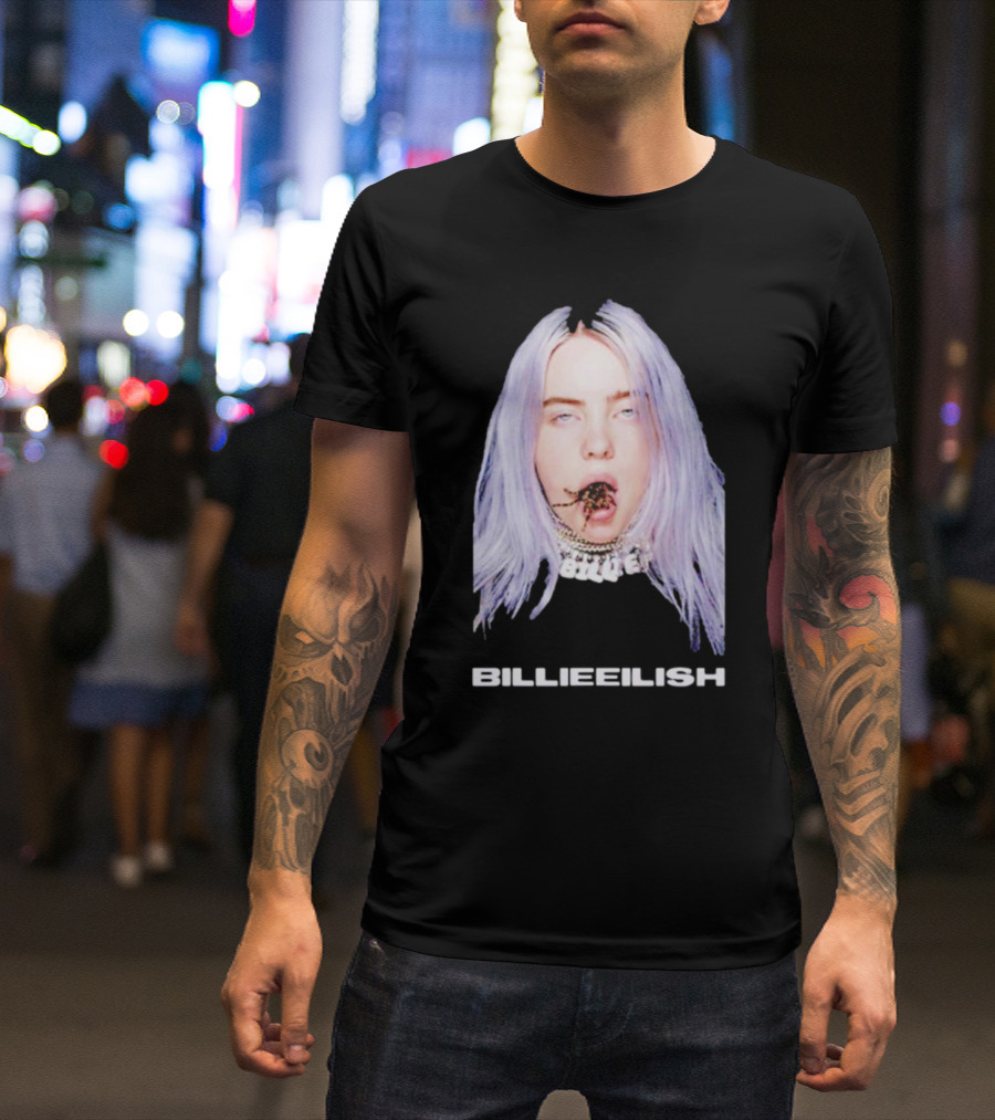BILLIE EILISH TARANTULA MOUTH NECKLACE VISION SILVER HAIR T-Shirt