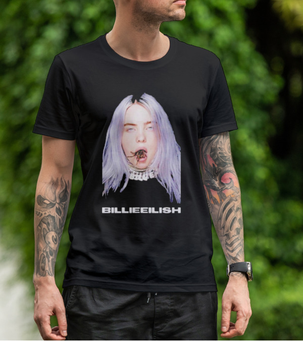 BILLIE EILISH TARANTULA MOUTH NECKLACE VISION SILVER HAIR T-Shirt