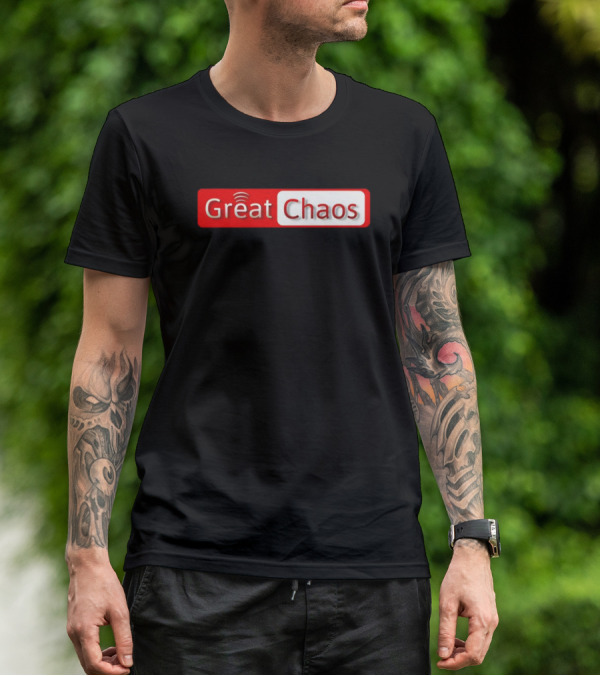 Great Chaos Red And White Text With Signal Waves T-Shirt
