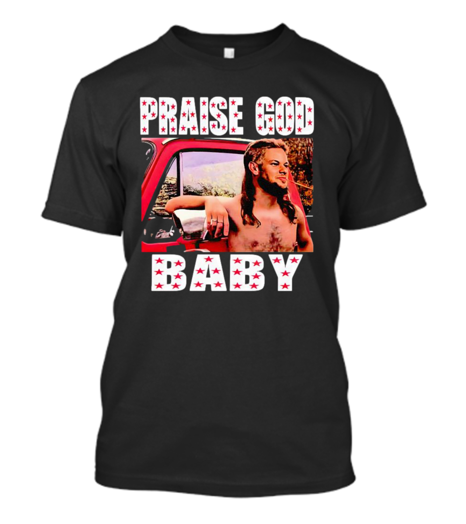 Theo Von Praise God Baby Red Truck Star T-Shirt