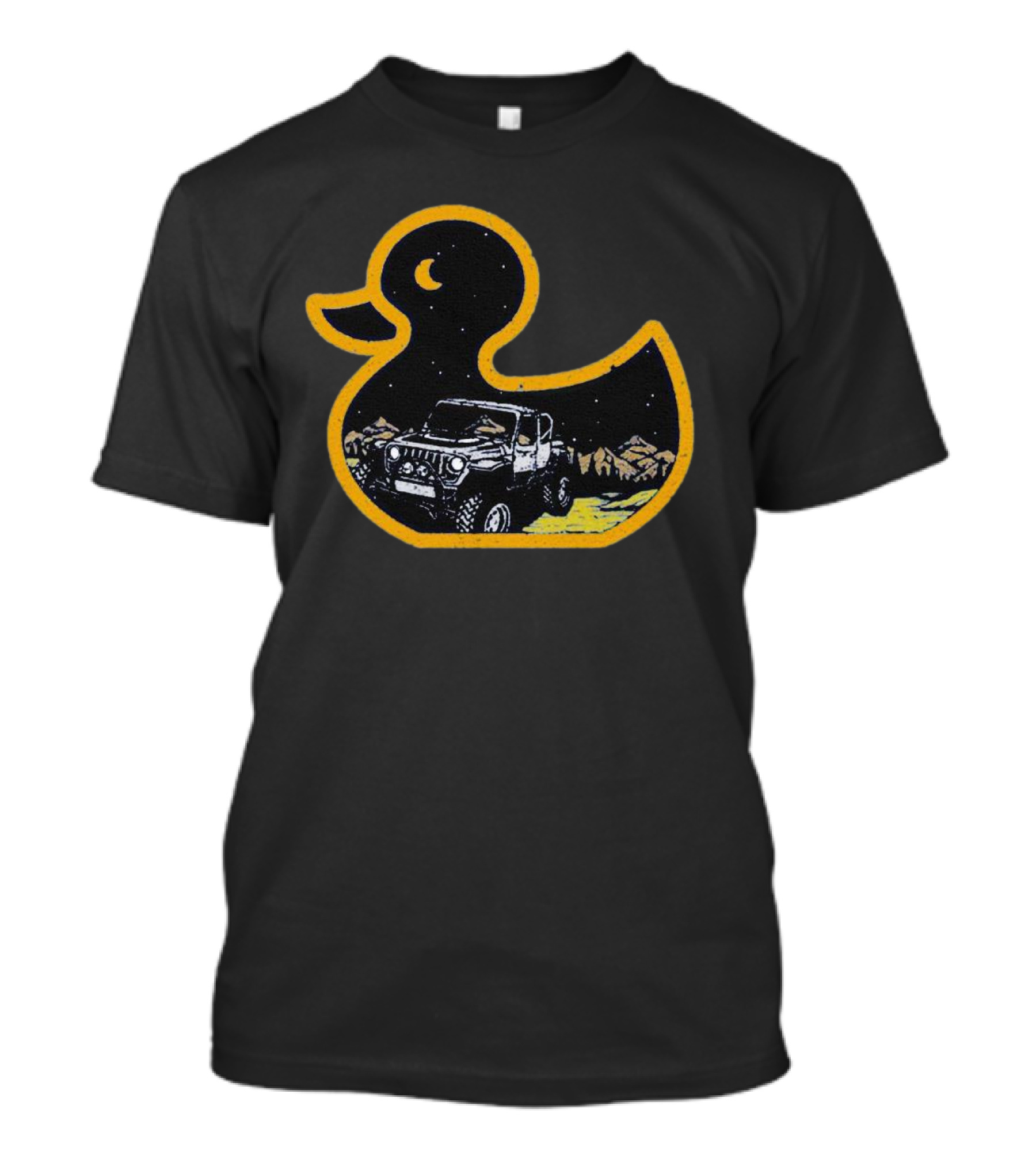 Galaxy Duck Off-Road Adventure Under Starry Night T-Shirt