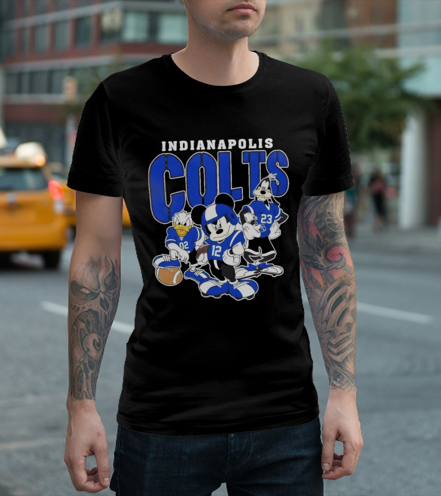 Indianapolis Colts Disney Mickey Donald Duck Goofy Football Team T-Shirt
