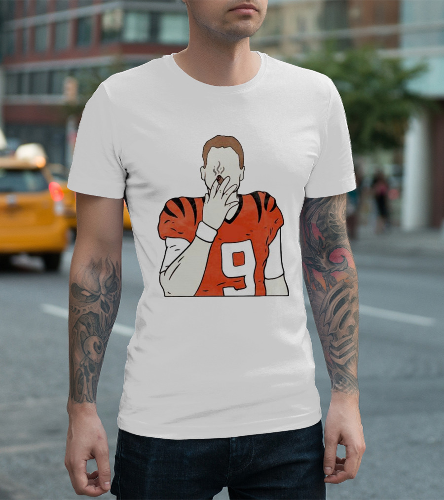 Joe Burrow Smokes Cigar Cincinnati Bengals Number 9 Jersey T-Shirt