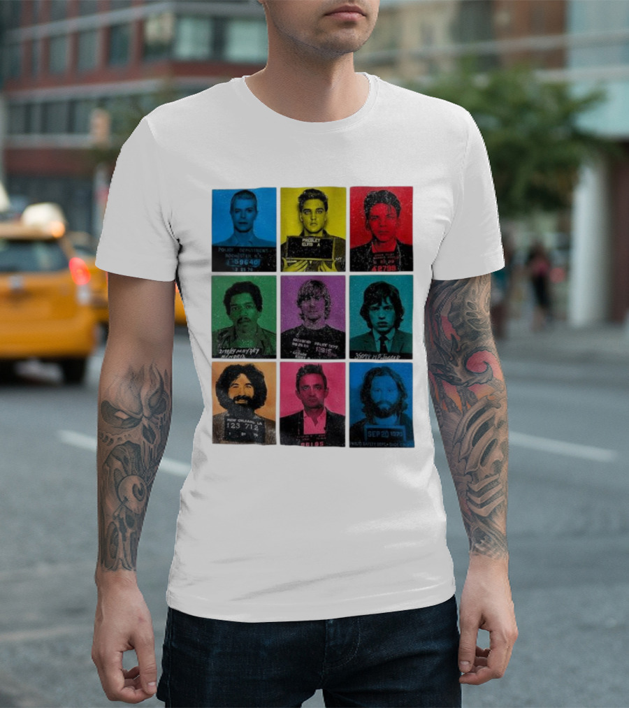 Police Department Mugshots Vintage Music Icons T-Shirt