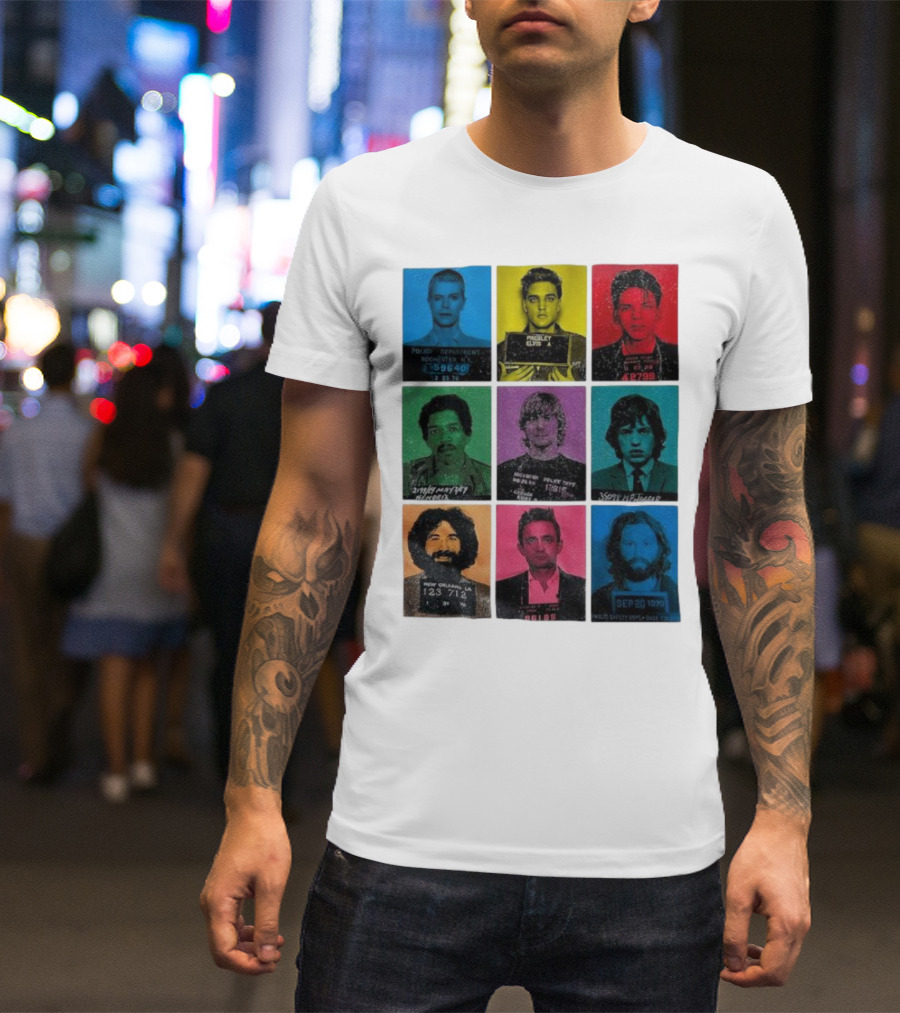 Police Department Mugshots Vintage Music Icons T-Shirt