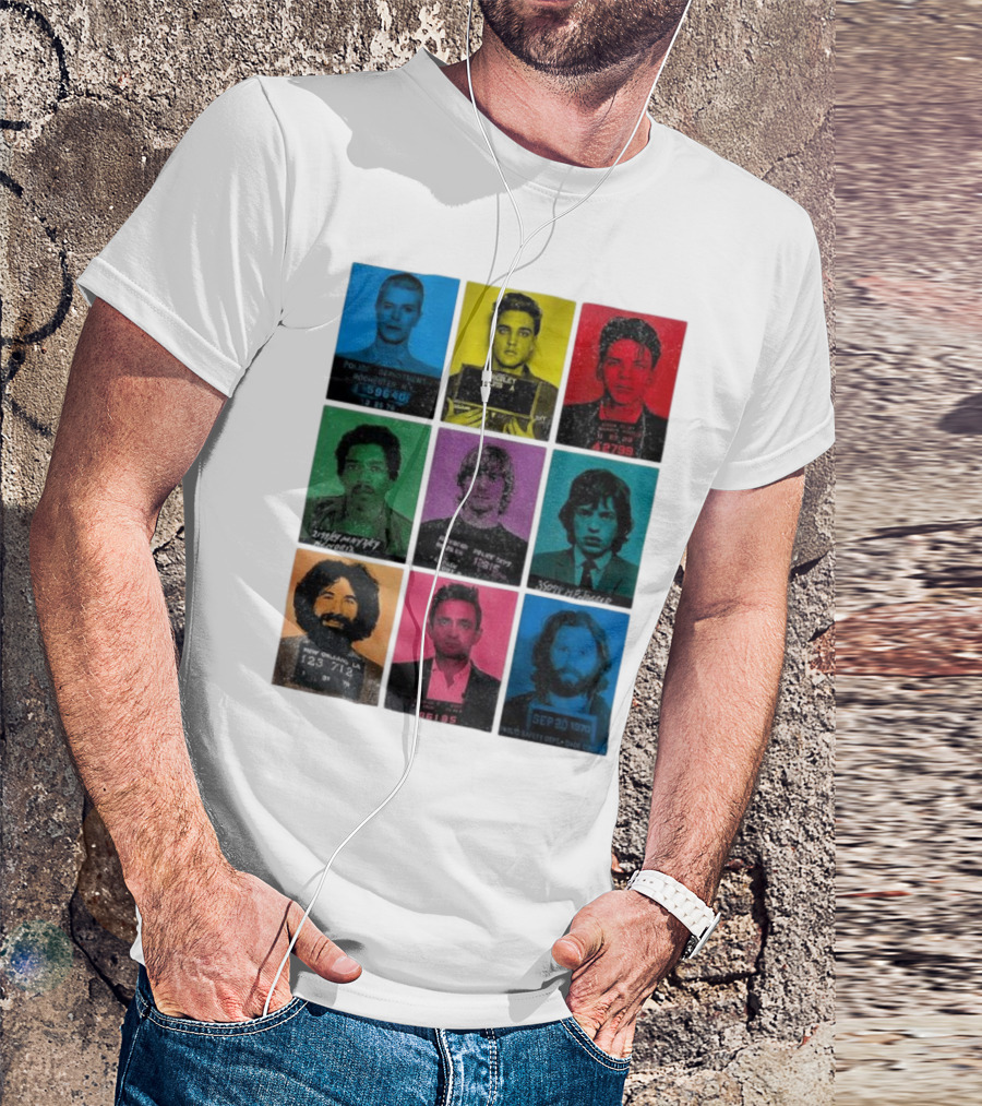 Police Department Mugshots Vintage Music Icons T-Shirt