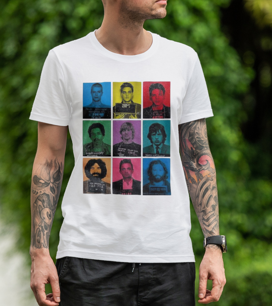 Police Department Mugshots Vintage Music Icons T-Shirt