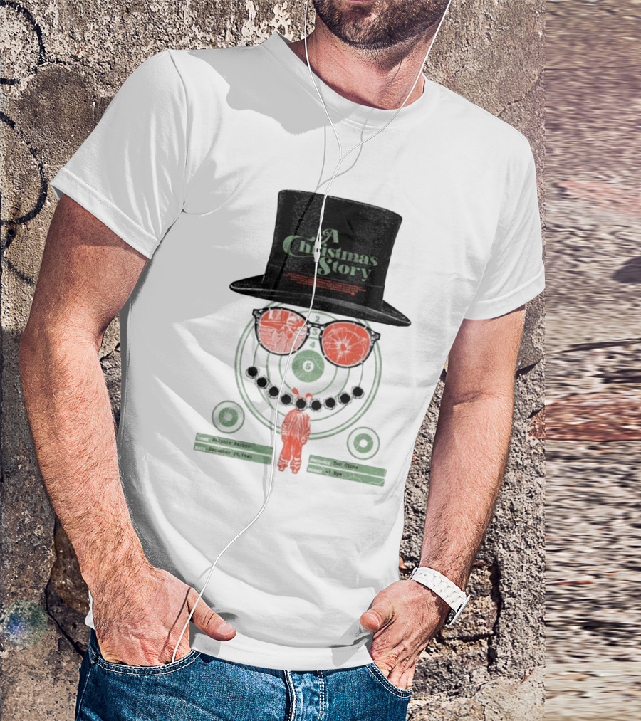 A Christmas Story Ralphie Parker Shooting Range With Top Hat And Glasses T-Shirt