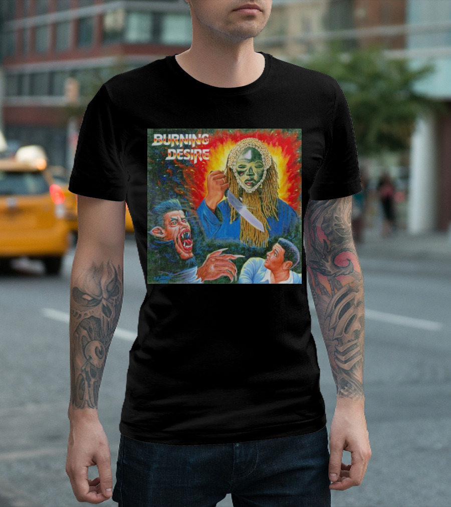 Burning Desire Album Cover Art Mask Knife Creature Mike T-Shirt
