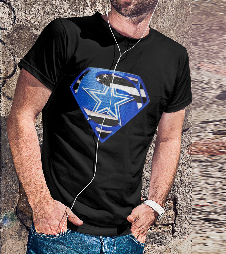 Dallas Cowboys Superman Icon With American Flag Elements T-Shirt
