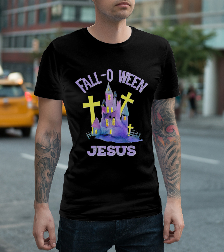 Falloween Jesus Haunted Castle With Crosses T-Shirt