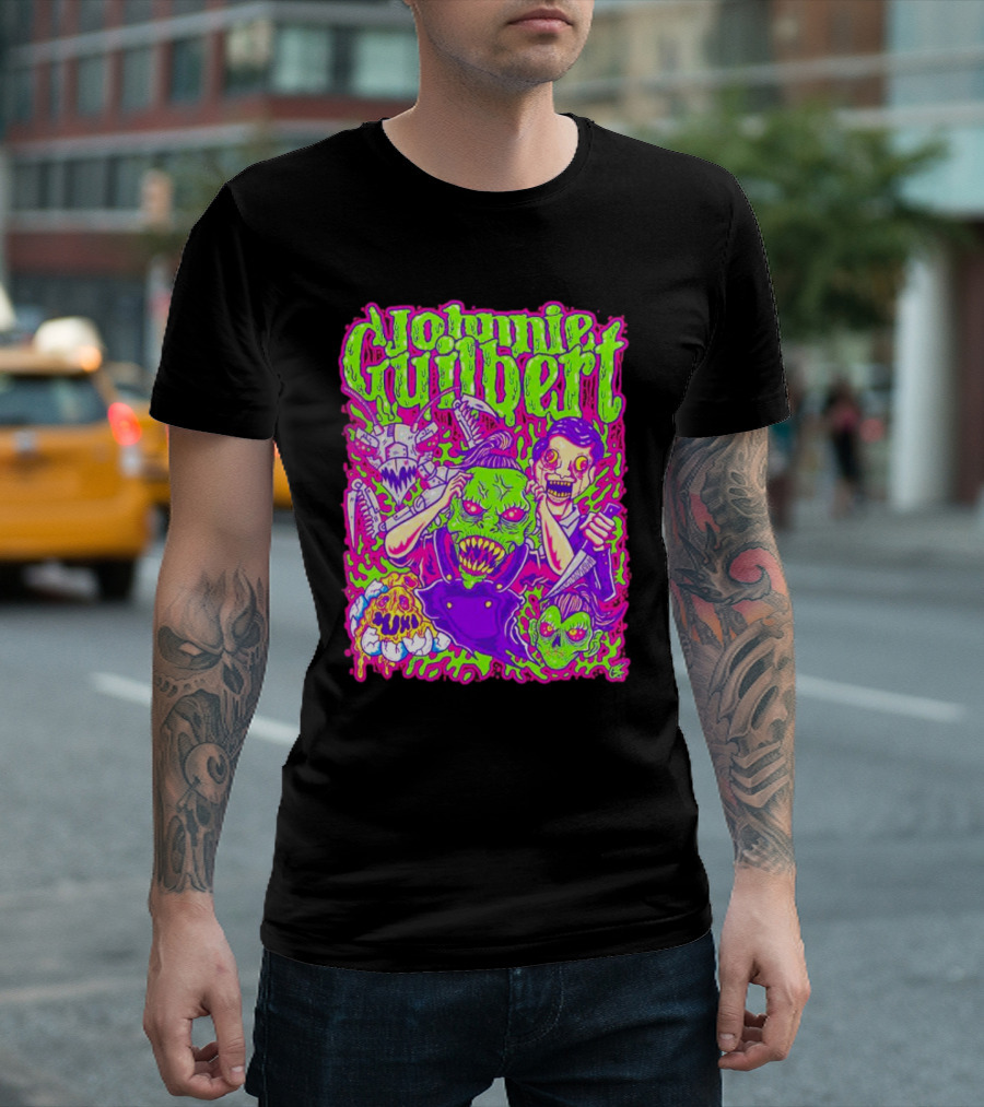 Johnnie Guilbert Haunted Ghouls Monster Faces T-Shirt
