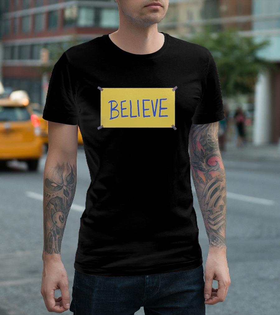 Phillies Believe Ted Believe Yellow Sign T-Shirt