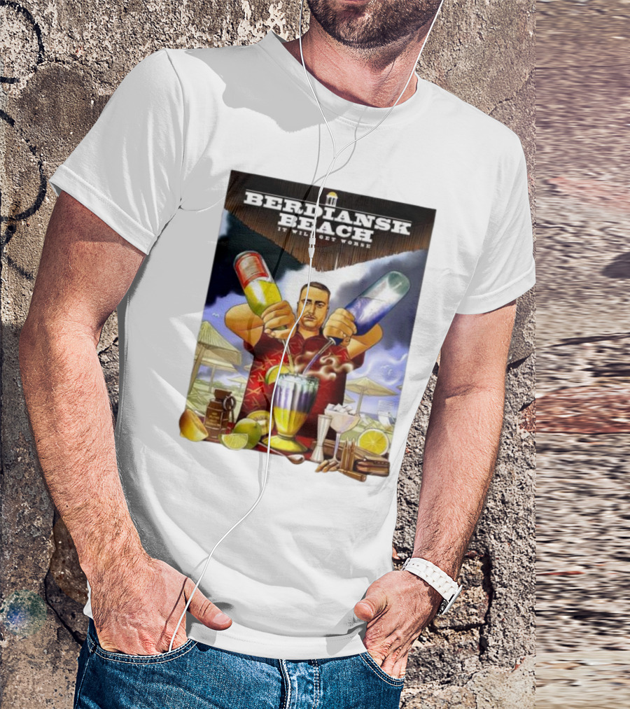 Saint Javelin Berdiansk Beach It Will Get Worse Cocktail Bartender Scene T-Shirt