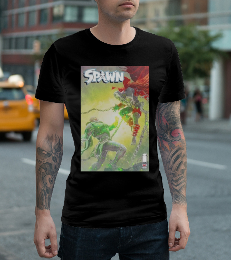 Spawn 347 Comic Cover Dark Hero Battle Chains T-Shirt