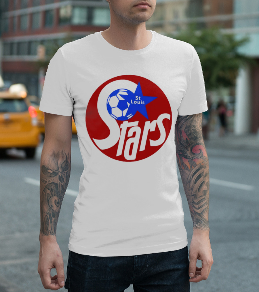 St Louis Stars Soccer 1977 NASL Classic Logo with Soccer Ball and Blue Star T-Shirt