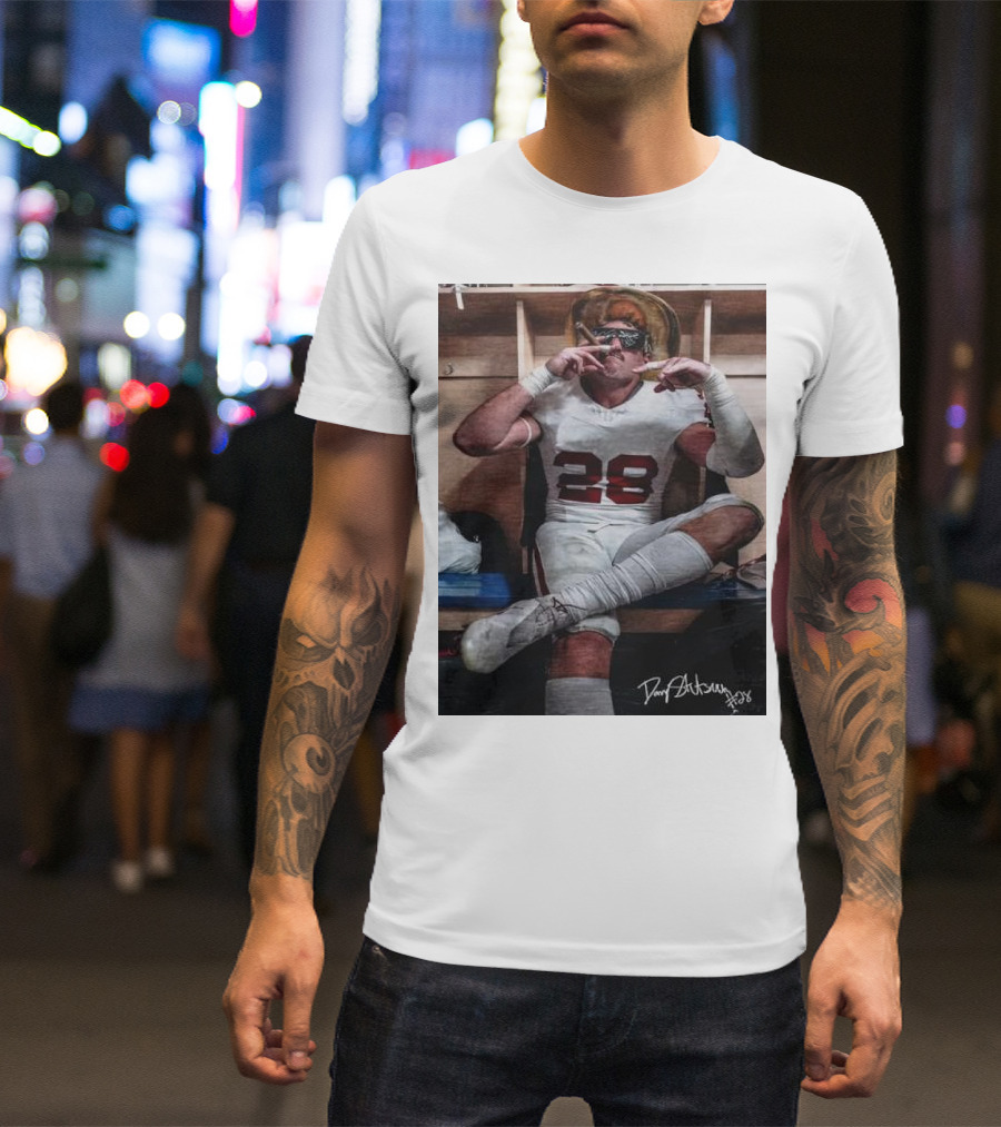 Stutsman Texas Fears Oklahoma 28 Football Locker Room Celebration Posing With Cigar And Signature T-Shirt
