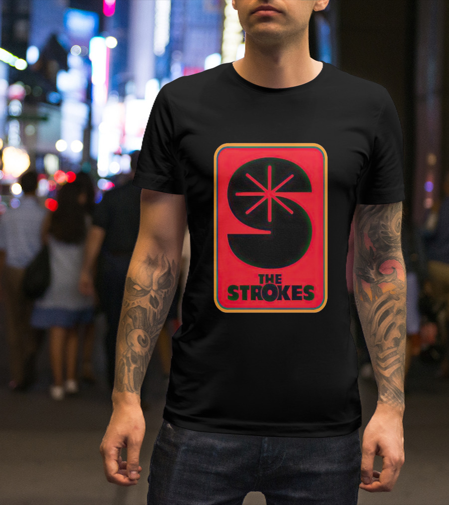 The Strokes Retro Logo Red Black Starburst T-Shirt