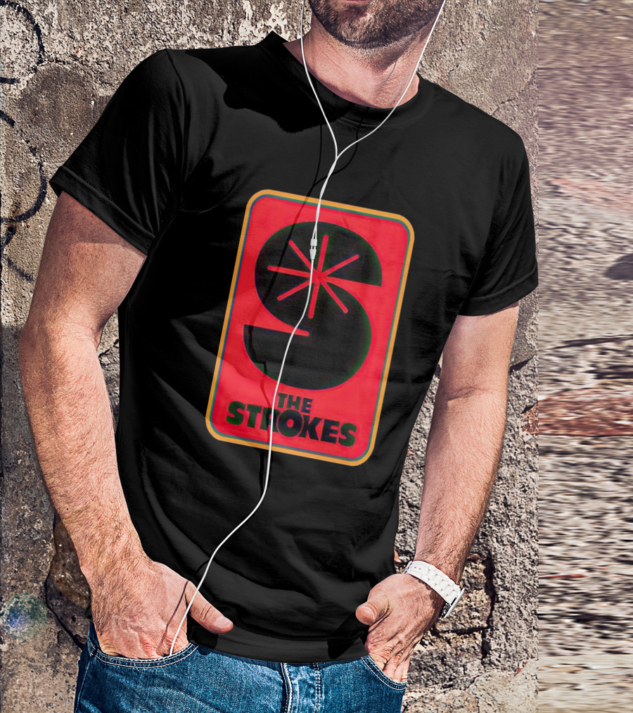 The Strokes Retro Logo Red Black Starburst T-Shirt