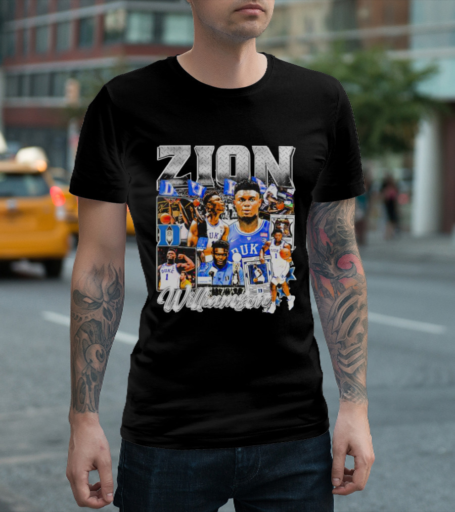 Zion Williamson Duke Blue Devils Collage Basketball Highlights T-Shirt