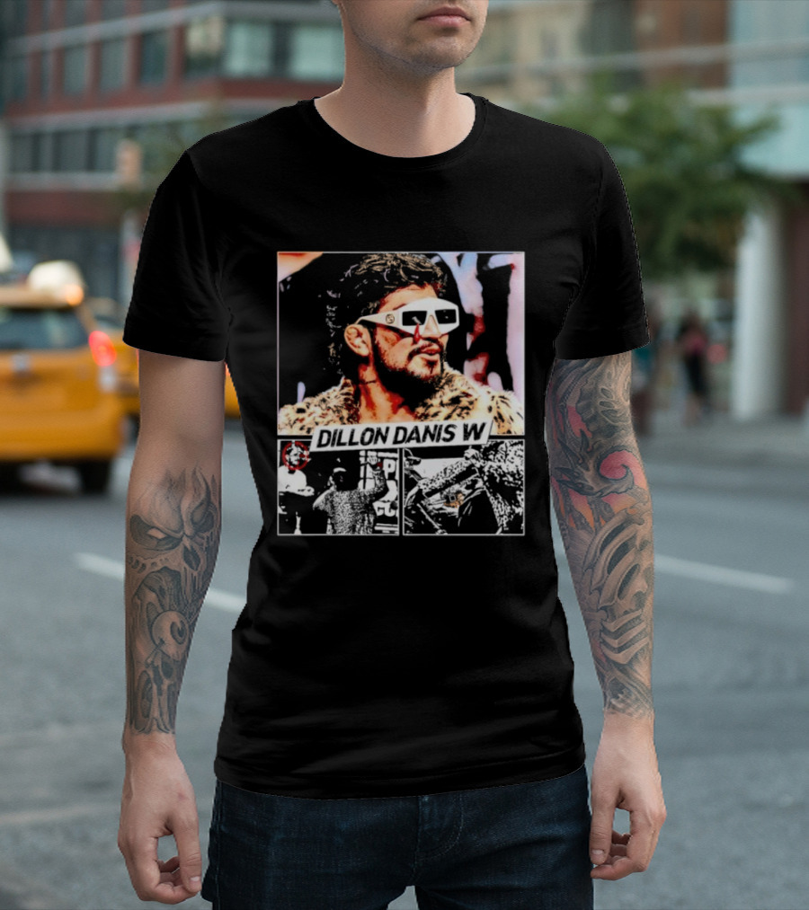 Dillon Danis W Sunglasses and Leopard Print Coat T-Shirt