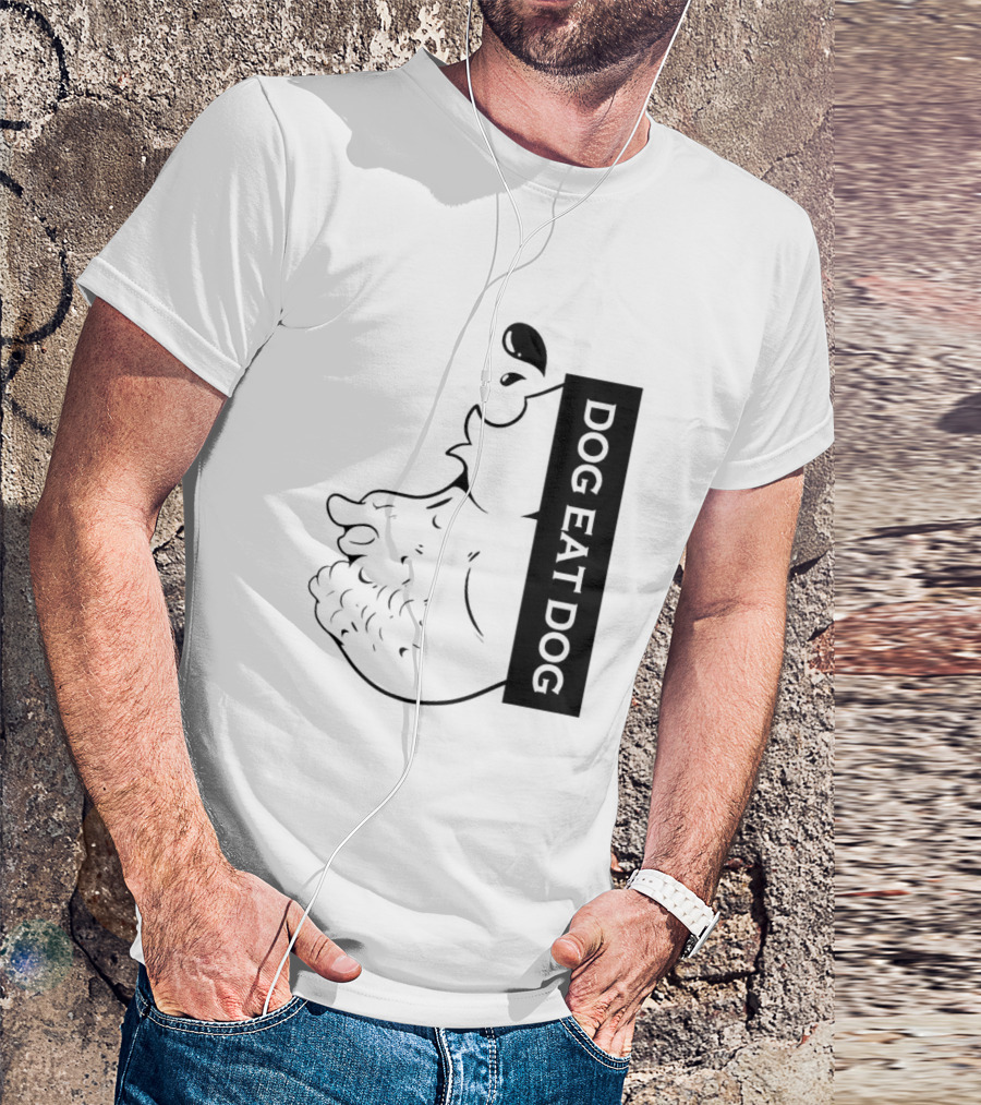 DOG EAT DOG Text With Canine Sketch T-Shirt