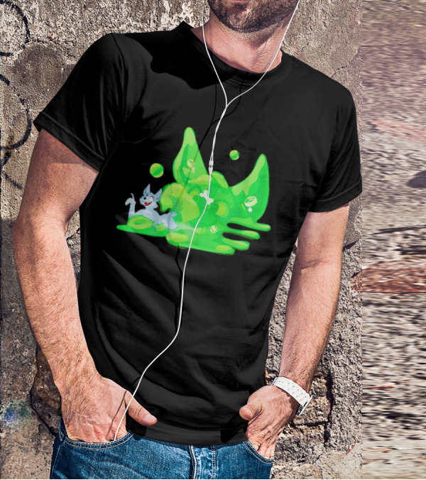 Gelatinous Dog Cartoon Slime With Playful Grey Pup And Green Ooze T-Shirt