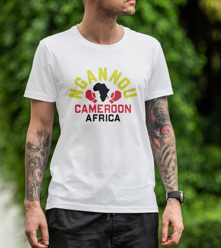 Ngannou Cameroon Africa Boxing Gloves Map T-Shirt