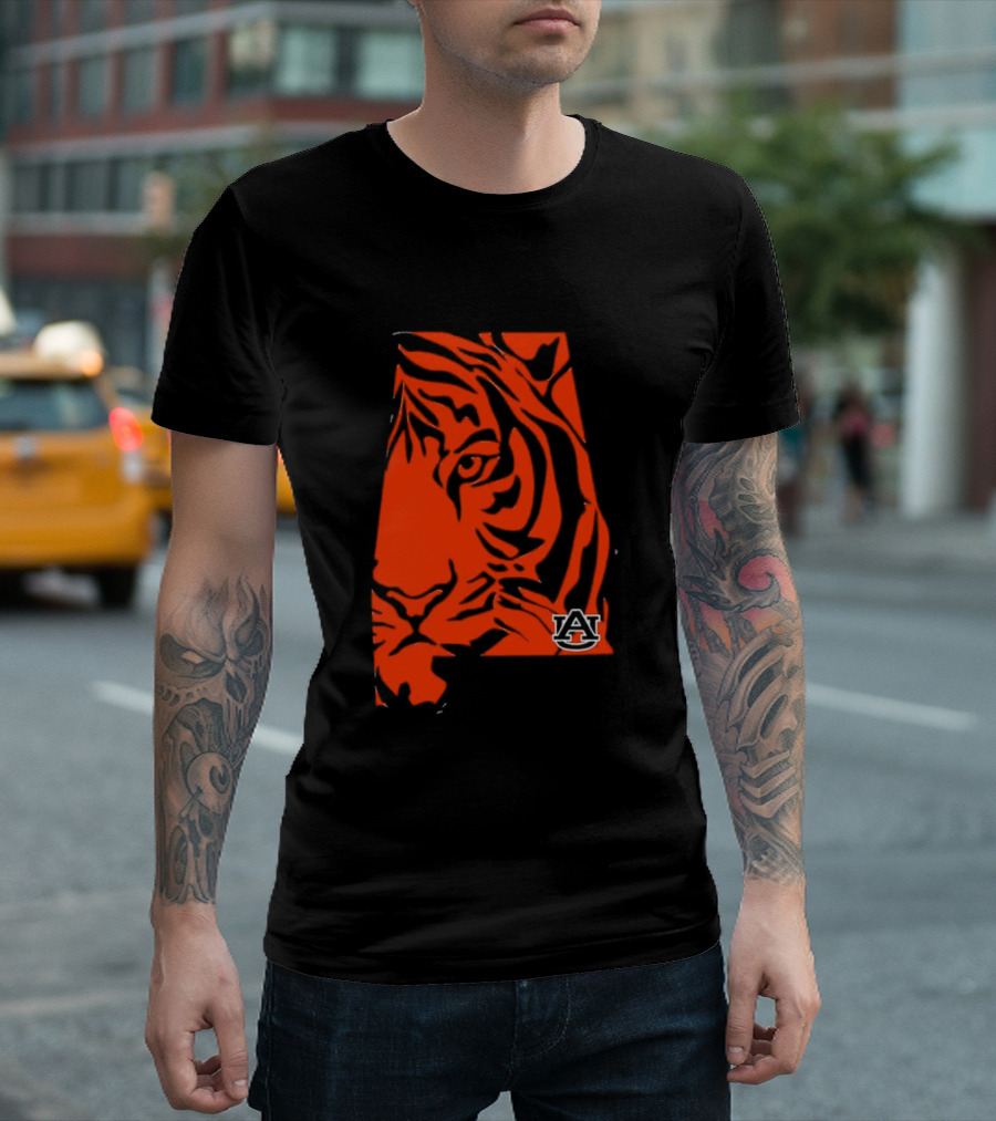 Auburn Tigers A Logo With Striped Tiger Face T-Shirt