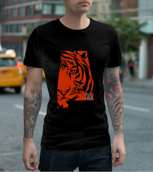 Auburn Tigers A Logo With Striped Tiger Face T-Shirt