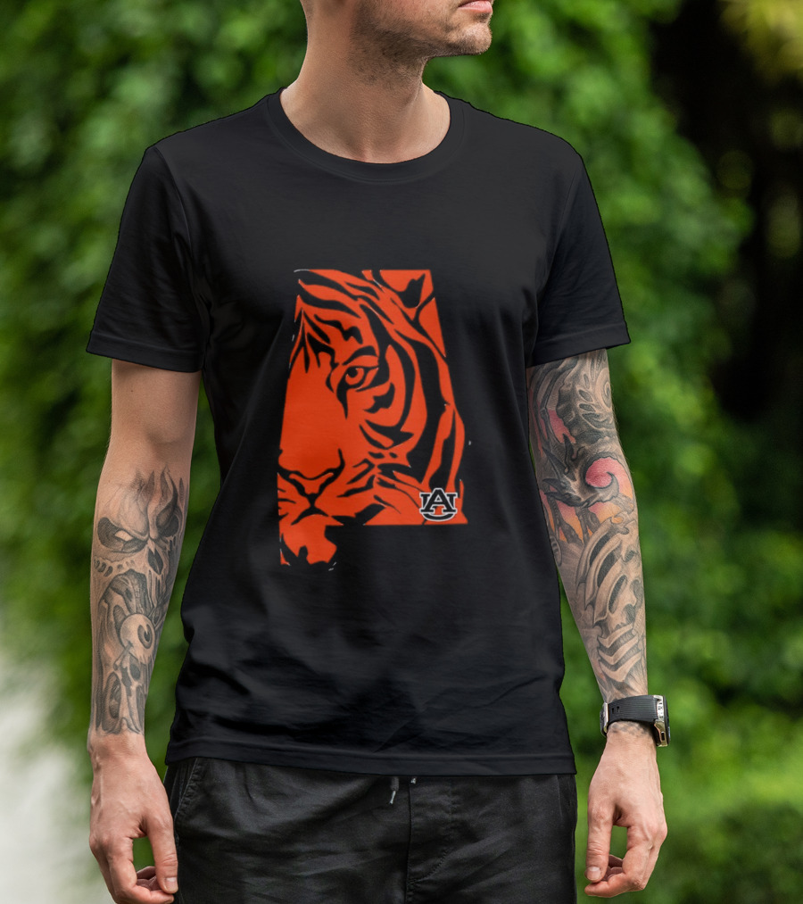 Auburn Tigers A Logo With Striped Tiger Face T-Shirt