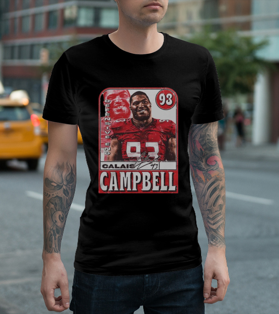Defensive End Calais Campbell 93 Atlanta Football Card T-Shirt