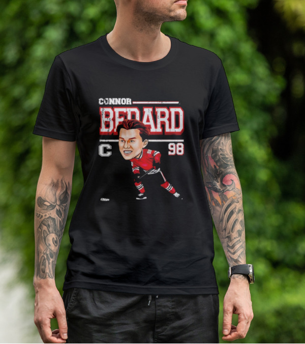 Connor Bedard Chicago Cartoon Hockey 98 T-Shirt