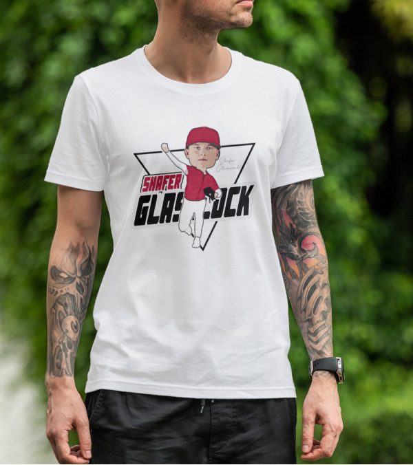 Shafer Glasscock Caricature Signature Red Cap Baseball Pose T-Shirt
