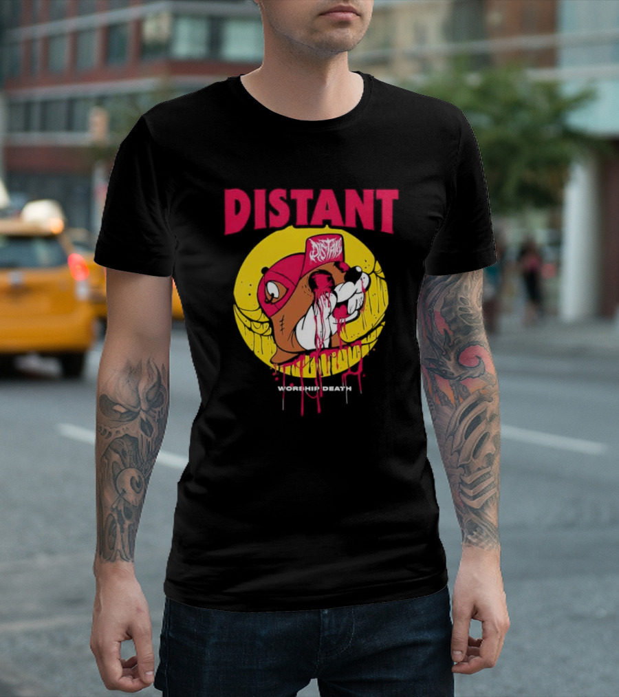Distant Worship Death Melting Dog Graffiti Hat T-Shirt